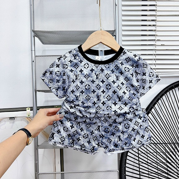 Set bộ cộc tay chất 2 da họa tiết loang LV cho bé 10-25kg