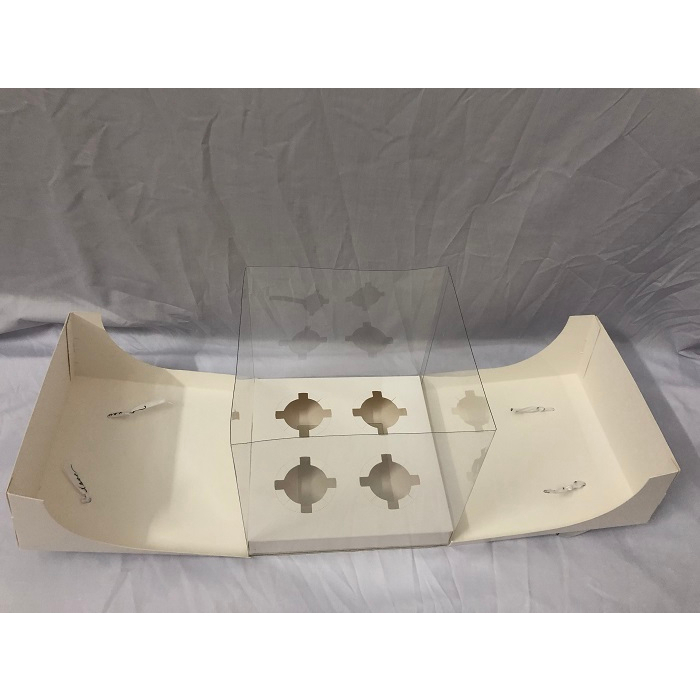 Hộp mica hình vuông để bánh/quà tặng/hoa dạng mở có quai xách có 2 kích thước/hộp