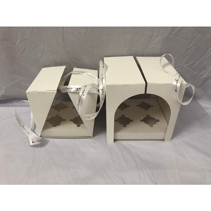 Hộp mica hình vuông để bánh/quà tặng/hoa dạng mở có quai xách có 2 kích thước/hộp