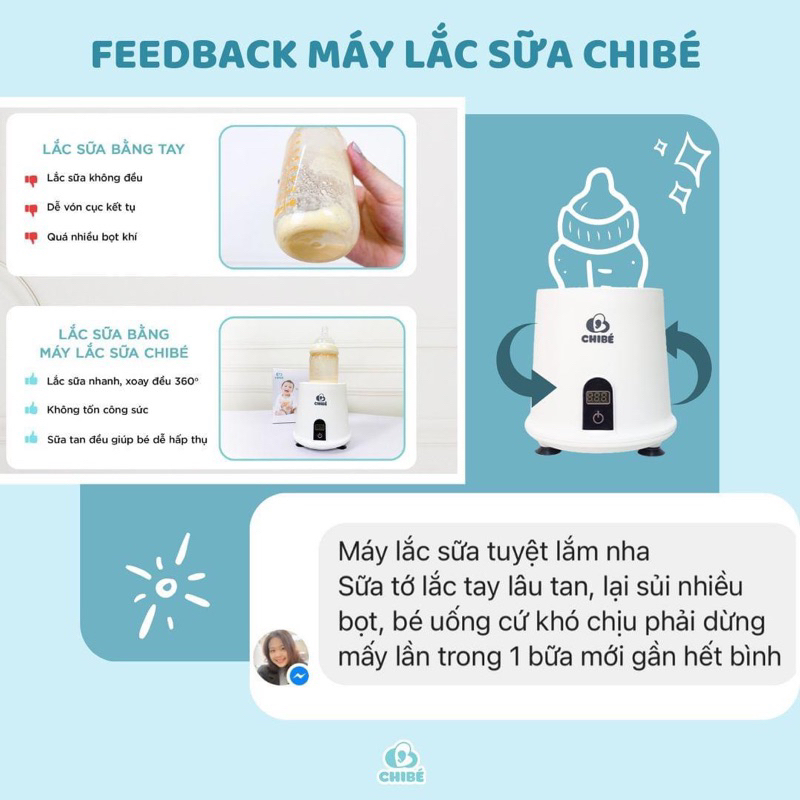 Máy lắc bình sữa Chibe CB007 cho bé thơm ngon, không bọt, không vón