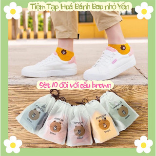 Sét vớ 10 đôi gấu brown kèm túi - hoả tốc cần thơ