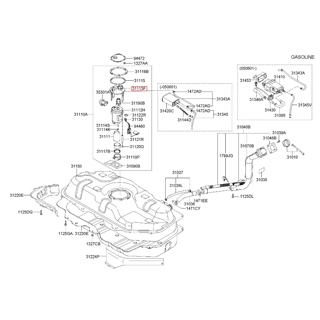 Nắp / Giá bắt cụm bơm xăng HYUNDAI GETZ - Hàng xịn chính hãng/ Mã PT 311131C010