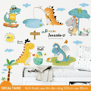 Decal dán tường cho bé, Giấy dán tường phòng ngủ cho bé khủng long câu cá