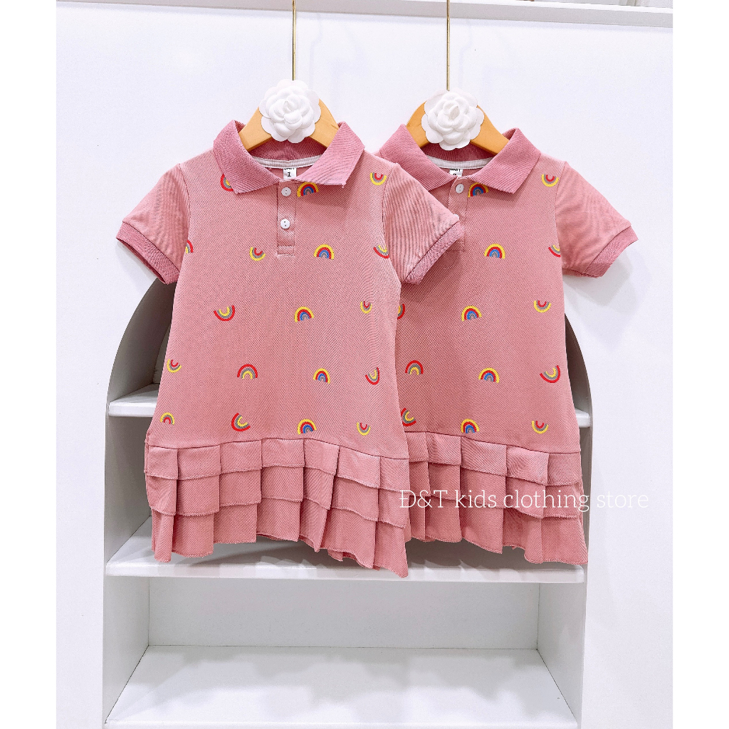 Váy polo hồng cầu vồng siêu xinh cho bé gái