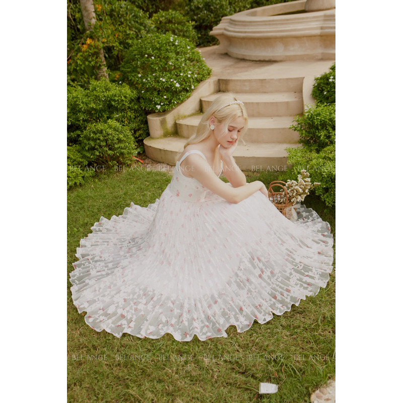 Bel Ange - Đầm thiết kế cao cấp hoa organza dập ly Rowena Midi Dress