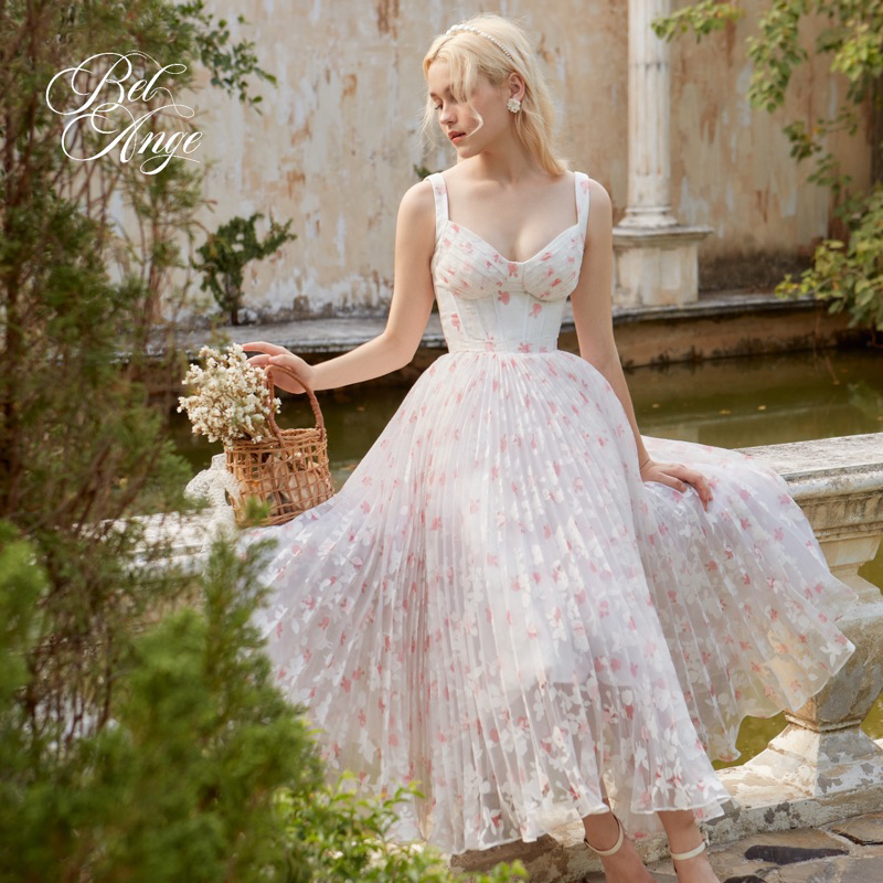 Bel Ange - Đầm thiết kế cao cấp hoa organza dập ly Rowena Midi Dress