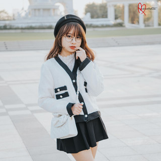 [SIÊU RẺ] Áo khoác dạ tweed trắng kiểu Hàn