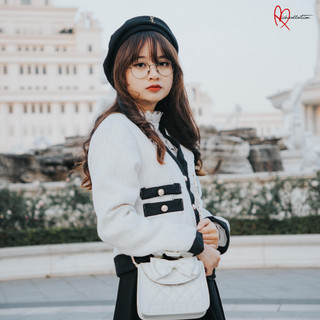 [SIÊU RẺ] Áo khoác dạ tweed trắng kiểu Hàn