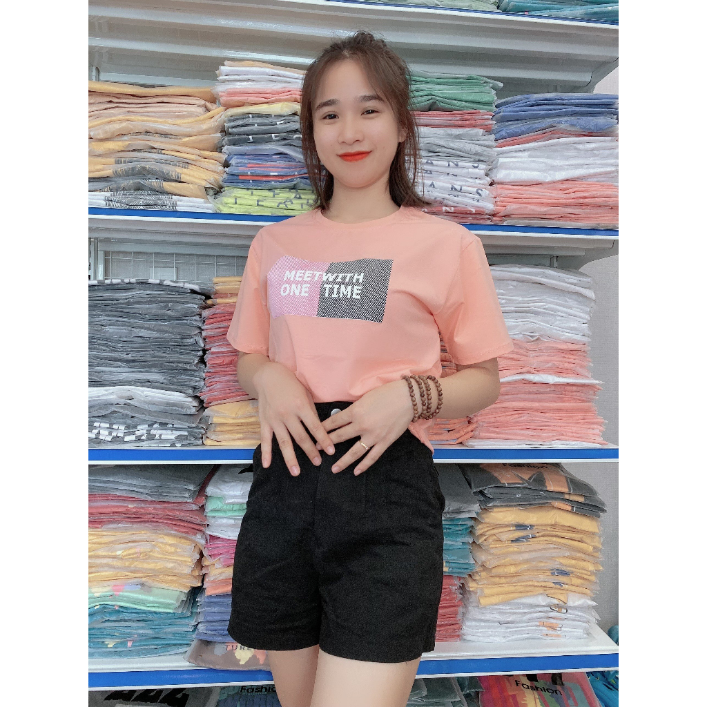 Áo thun nữ, chất thun thái, áo cotton form vừa, mẫu A05: Màu Hồng