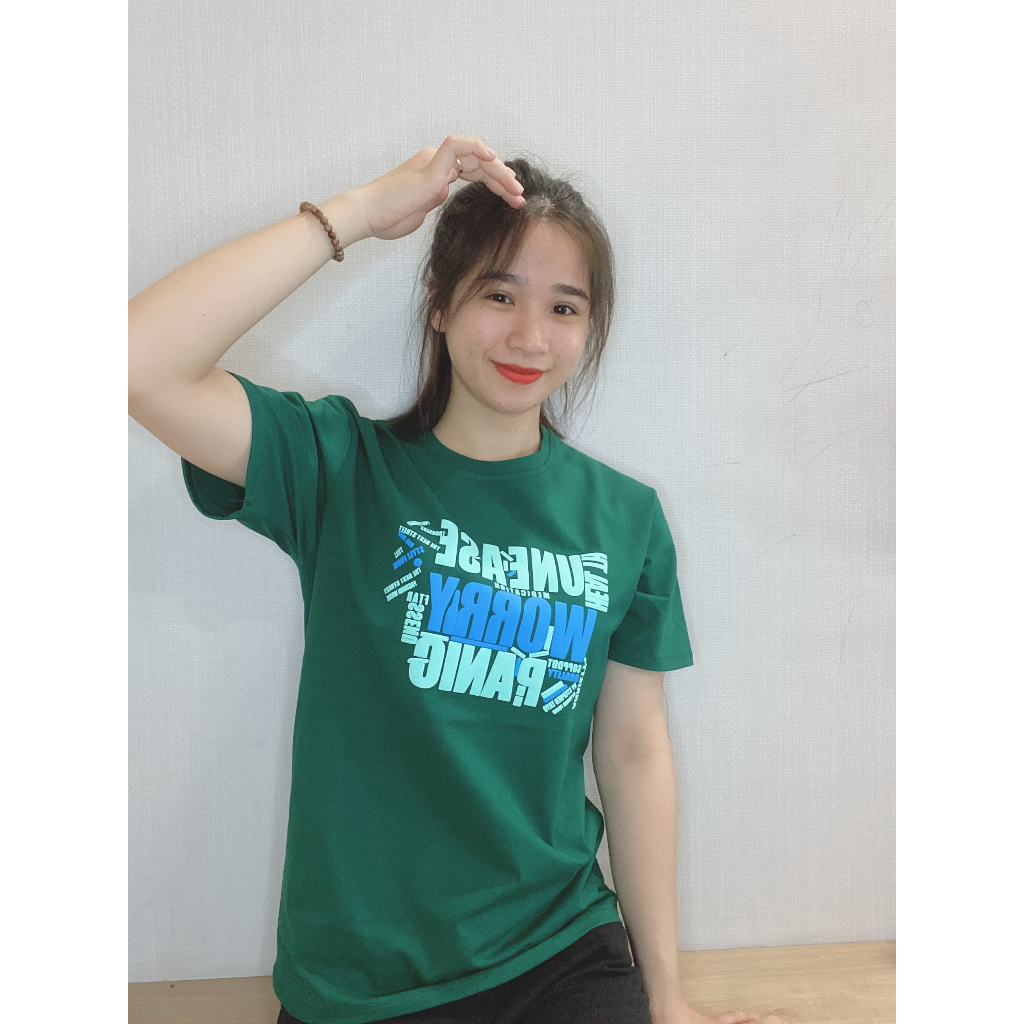 Áo thun nữ, chất thun thái, áo phông cotton form vừa, mẫu A09: Màu xanh