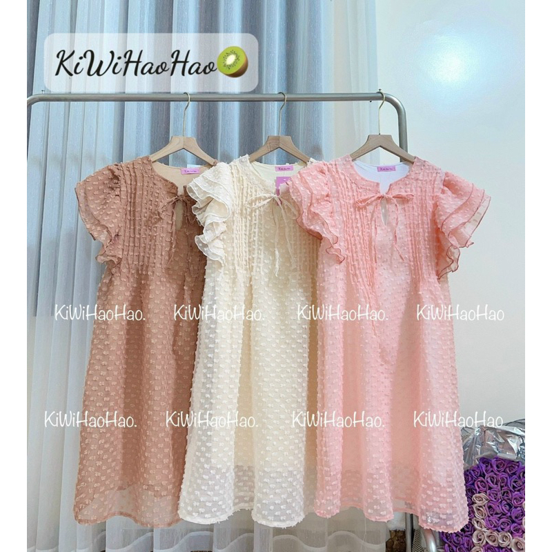 Đầm Bầu Suông Xếp Li Ngực Tay Cánh Tiên Bèo Xinh