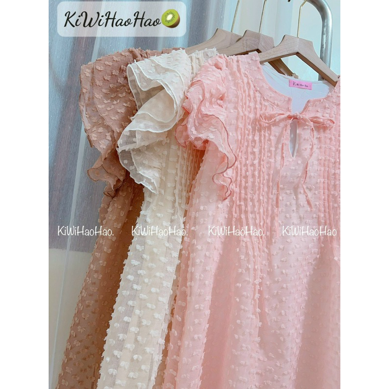 Đầm Bầu Suông Xếp Li Ngực Tay Cánh Tiên Bèo Xinh