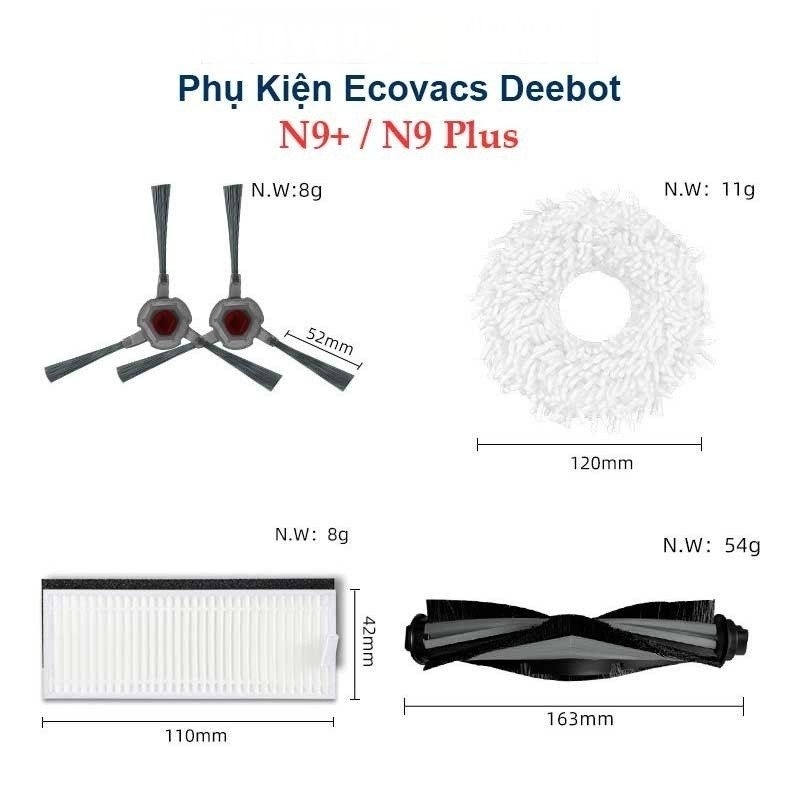 Phụ kiện Robot Ecovacs Deebot N9+, N9 Plus, Chổi Lăn | Chổi Cạnh | Bộ Lọc | Giẻ Lau | Đế Khăn N9 Plus (N9+)