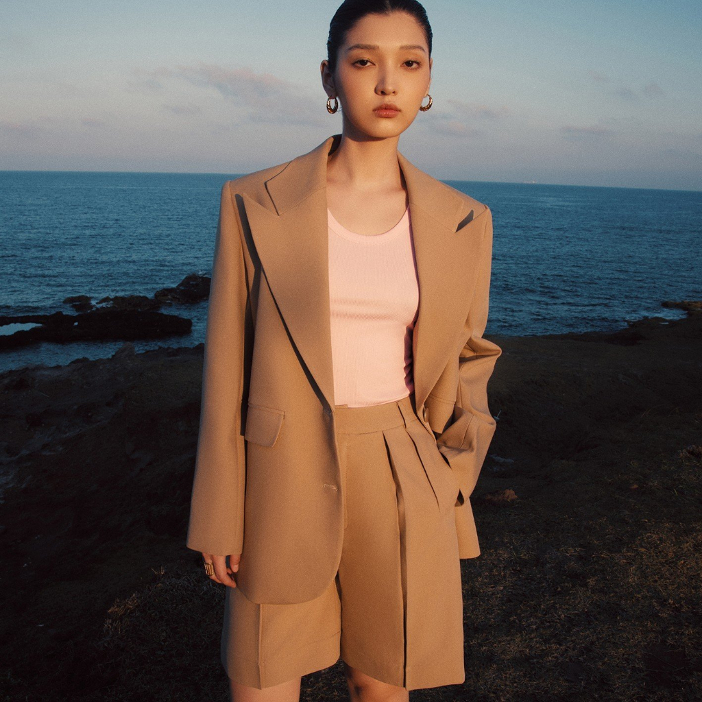 REINA - Crepe Blazer - Pleated Crepe Shorts - The Daily ribbed stretch-cotton tank