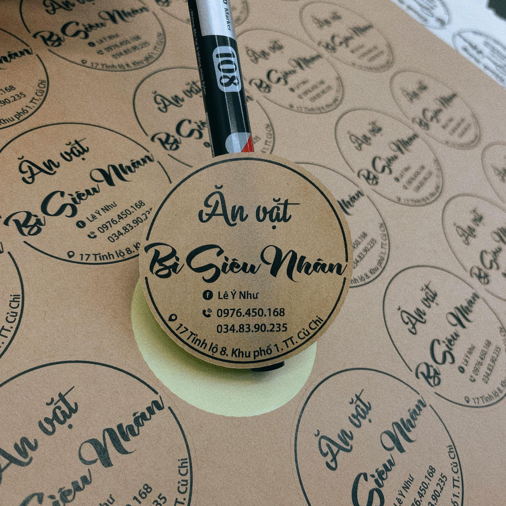 In tem nhãn giấy kraf, XƯỞNG IN MẶT TRỜI, thiết kế theo yêu cầu giá rẻ