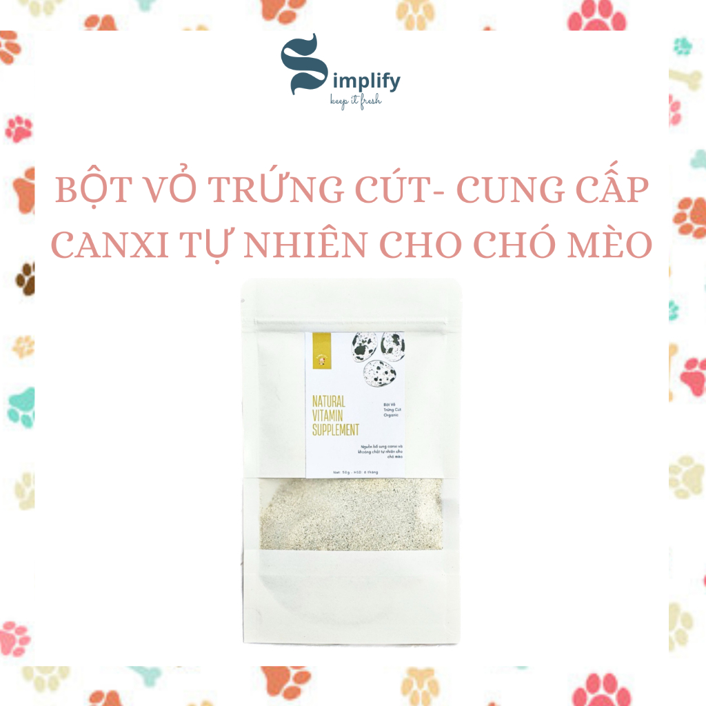 Bột Vỏ Trứng Cút Organic Simplify - Cung Cấp Canxi Tự Nhiên Cho Chó Mèo, Vật Nuôi