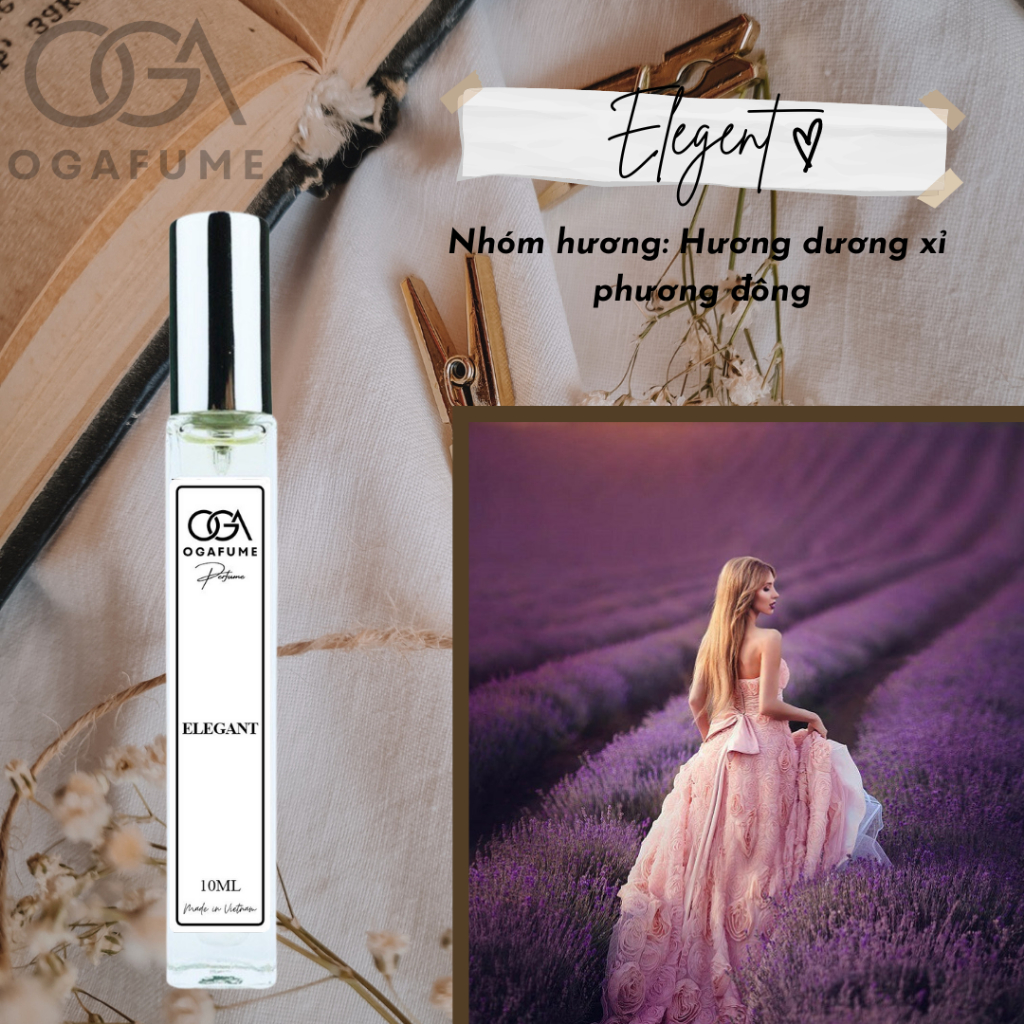 Tinh Dầu Nước Hoa Nữ Ogafume Elegant Trẻ trung, Ngọt ngào, Thanh lịch 10ml