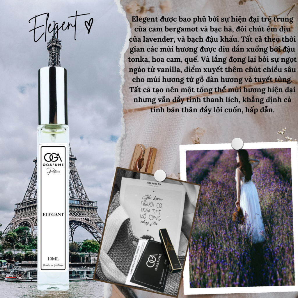 Tinh Dầu Nước Hoa Nữ Ogafume Elegant Trẻ trung, Ngọt ngào, Thanh lịch 10ml