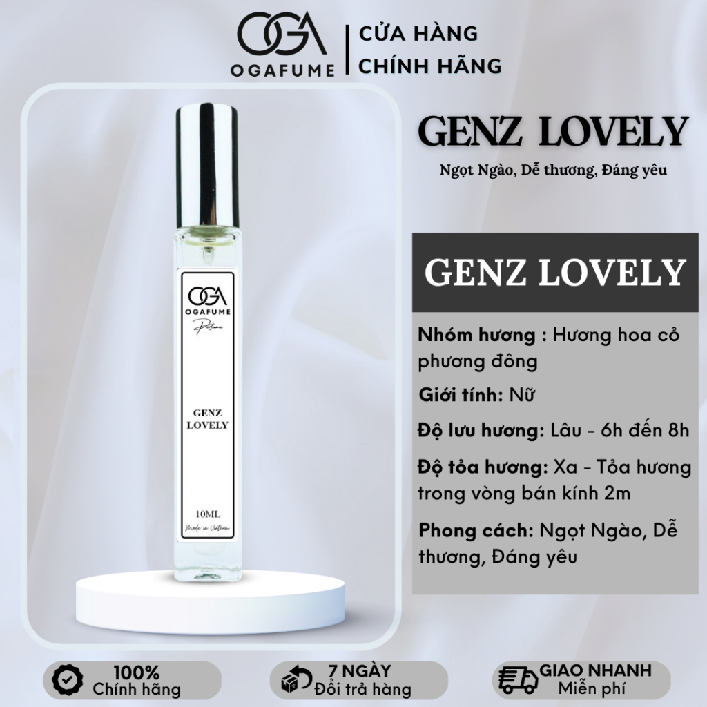 Tinh Dầu Nước Hoa Nữ Ogafume GenZ Lovely Ngọt ngào, Dễ thương, Đáng yêu 10ml