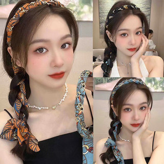 Băng đô cài tóc nữ Tết dây lụa tạo kiểu hoạ tiết xinh dịu dàn