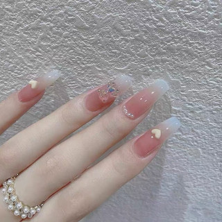 Set 24 móng tay giả dài đính nơ [Tặng kèm chai keo + dũa móng]