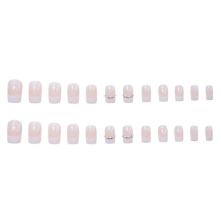 Set 24 móng tay giả đính đá trắng [Tặng kèm chai keo + dũa móng]