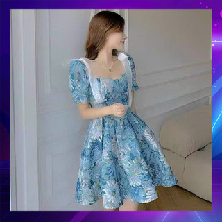 Đầm Nữ Xòe Tay Phồng Kèm Nơ Vai Có Mút Ngực - Thời Trang Dressery Store