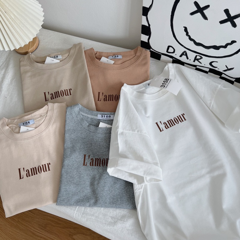 ✨️[FREESHIP]✨️Áo thun 3158 cotton khô Freesize, Áo thun unisex, áo thun chữ L’amour, áo nhóm