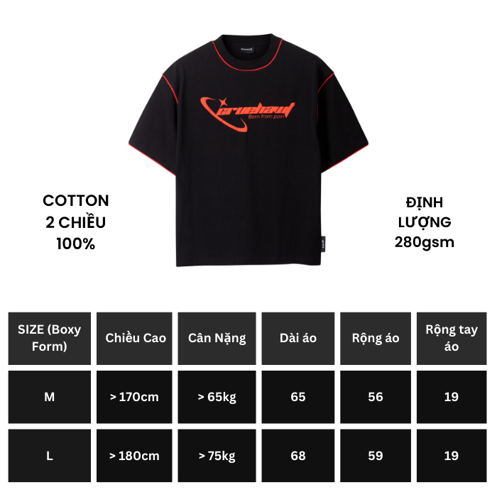 Áo thun Cruehawt Born from pain/ Boxy CTB01D