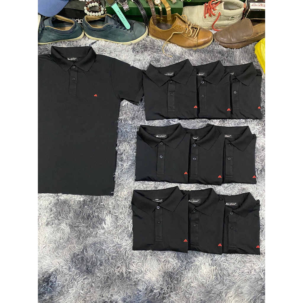 A.n P.hước áo thun polo nam tay ngắn cổ bẻ vải cá sấu co giãn 4 chiều cao cấp dệt bo vi tính form slim fit
