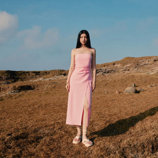 REINA - Strapless dress Rose Pink