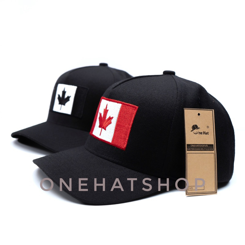Nón lưỡi trai fom vuông trucker Cờ Canada quai cài nút chất lượng cao
