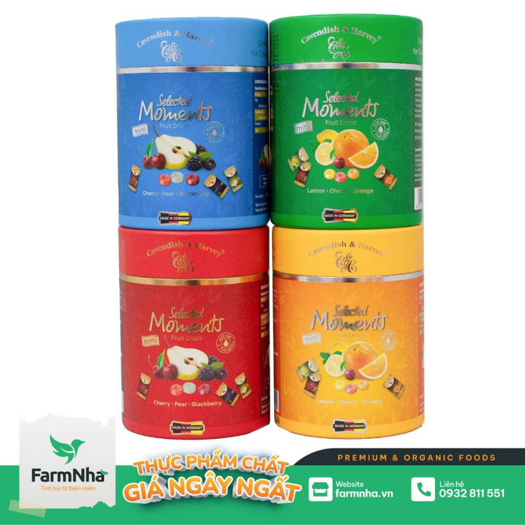 Kẹo Cavendish & Harvey 100g Selected Moments Fruit Drops Thơm Ngon nhiều Vị - Nhập khẩu chính hãng từ Đức