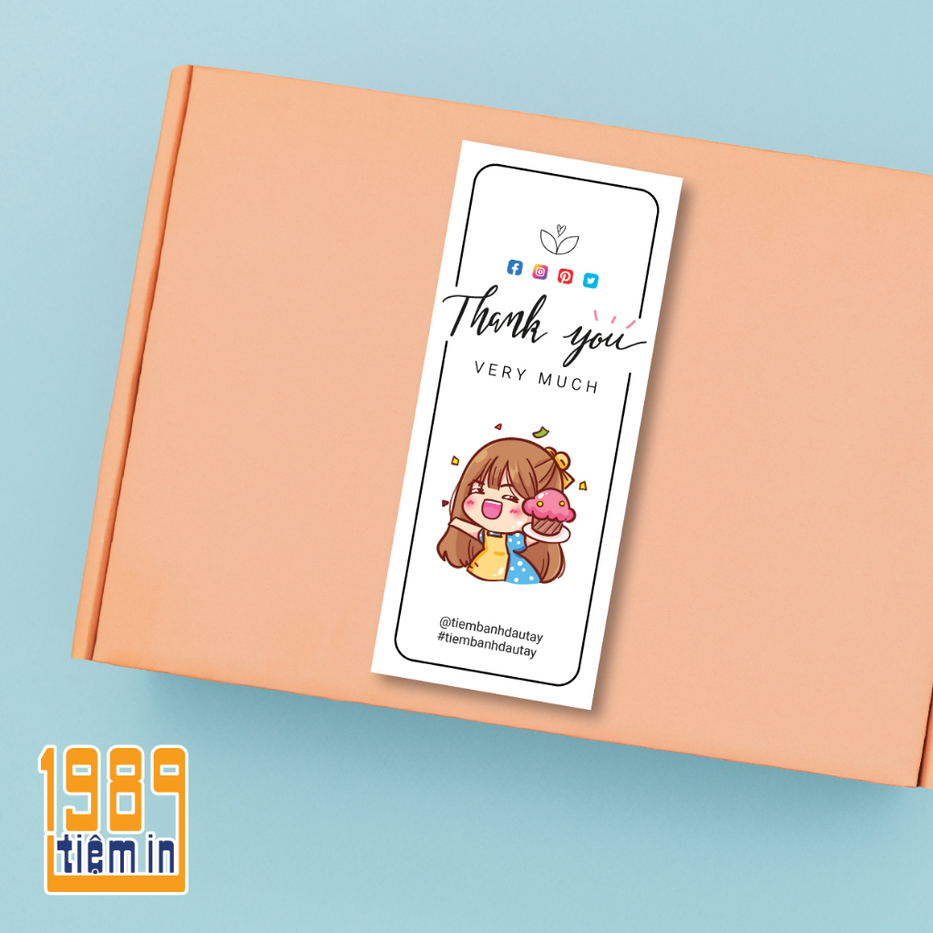 Set tem THANK YOU - BASIC - In theo yêu cầu, 60 x 145mm
