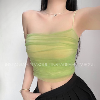 [ẢNH THẬT] Áo croptop lưới nhún 2 lớp