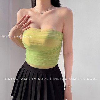 [ẢNH THẬT] Áo croptop lưới nhún 2 lớp