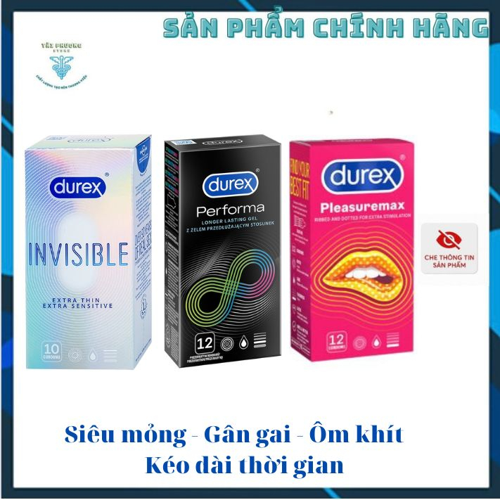 Combo 3 Hộp Bao Cao Su Durex - Siêu mỏng - Kéo dài thời gian - Gân gai nổi.