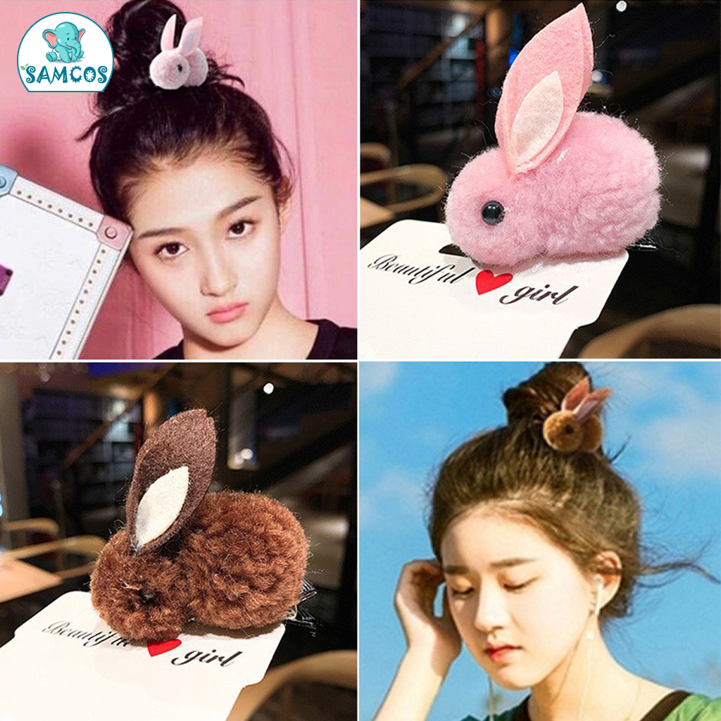 Kẹp tóc thỏ bông 3D dễ thương hoạt hình đáng yêu thời trang cho bé gái SamCos