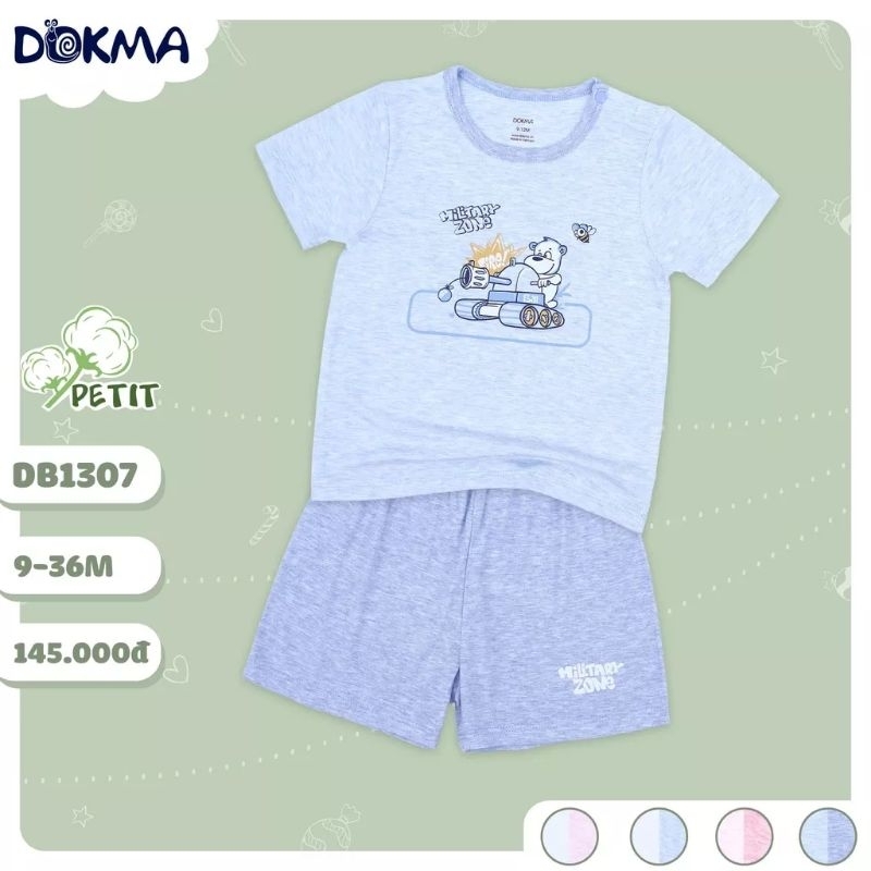 Bộ cộc tay cài vai bé trai, bé gái Dokma 9-36M mã DB1307, JB377