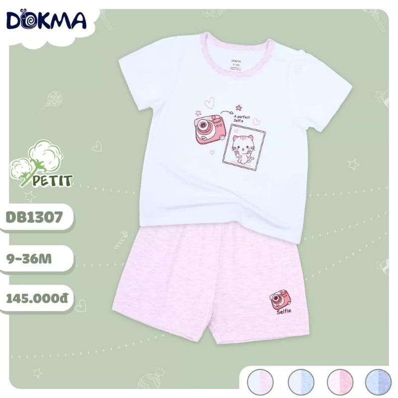 Bộ cộc tay cài vai bé trai, bé gái Dokma 9-36M mã DB1307, JB377