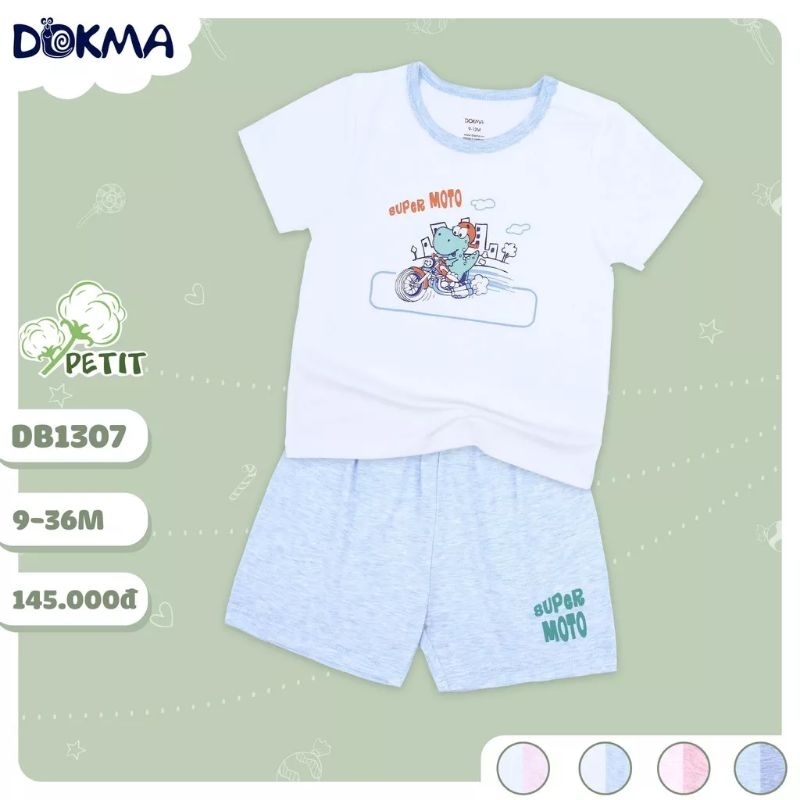 Bộ cộc tay cài vai bé trai, bé gái Dokma 9-36M mã DB1307, JB377