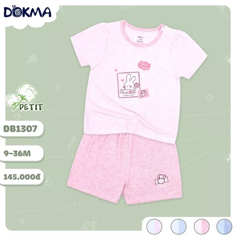 Bộ cộc tay cài vai bé trai, bé gái Dokma 9-36M mã DB1307, JB377