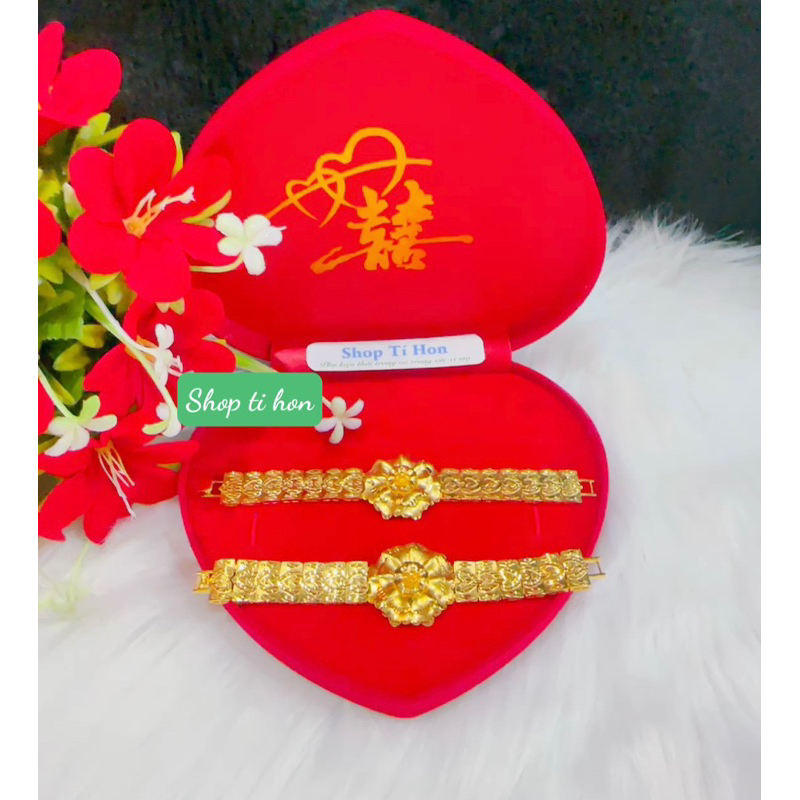 Lắc tay hoa mạ vàng 24 cao cấp mẫu mới về