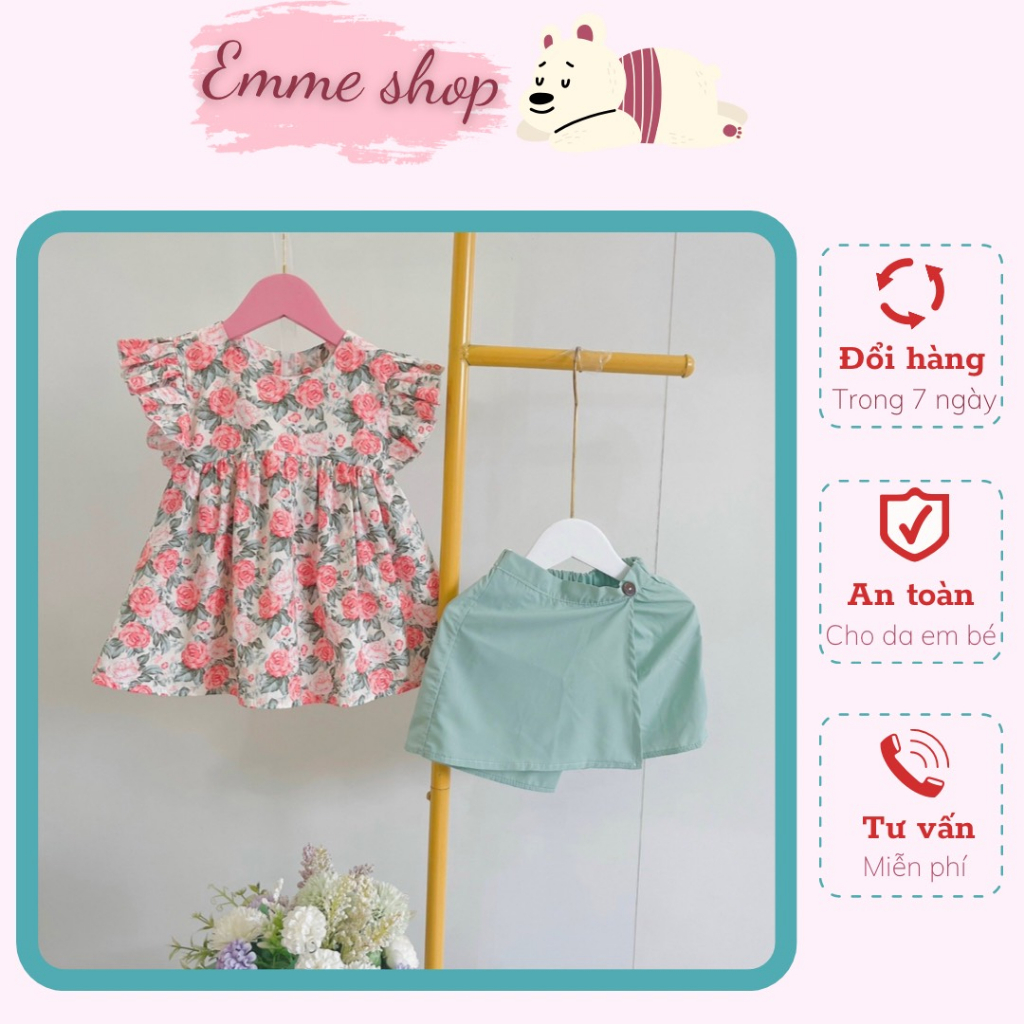 Set bộ cộc tay cho bé gái, set bộ hoa kèm quần giả váy sành điệu sang chảnh, hàng thiết kế rộng rãi, xin đẹp.