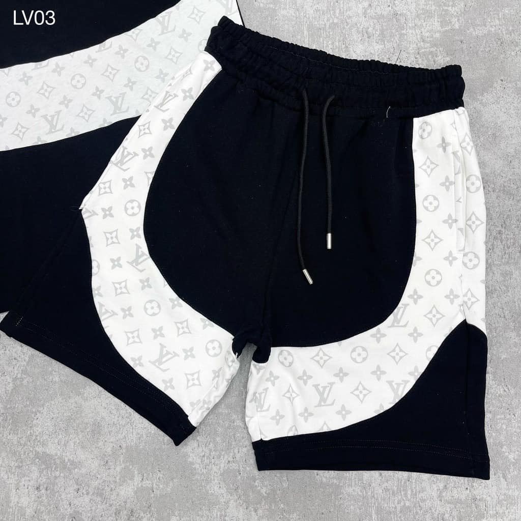 Bộ Thể Thao Hè Cổ Tròn Nam Phối LVV Quần Áo Đồng Màu Cá Tính, Chất Liệu Cotton Co Dãn 4 Chiều Cao Cấp Mềm Mịn