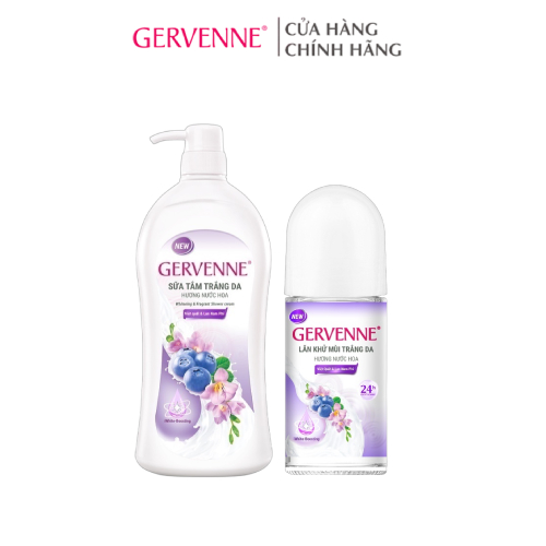 Combo Sữa tắm trắng da Gervenne 900g và Lăn khử mùi trắng da hương Việt Quất và Lan Nam Phi 50ml