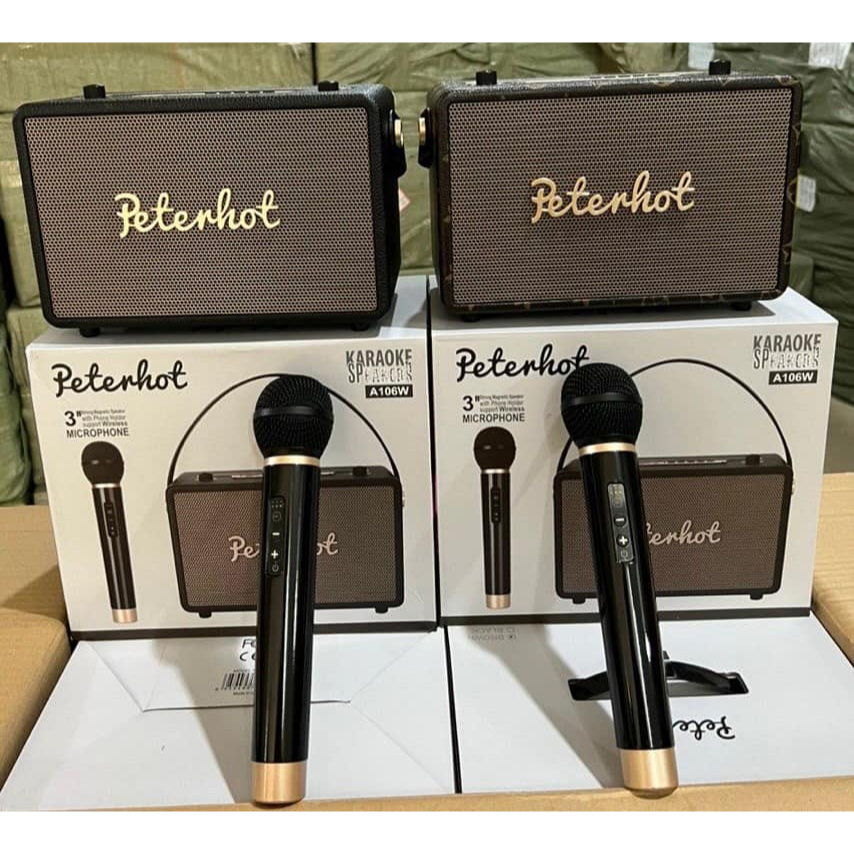 Loa Bluetooth Peterhot A106W Âm Thanh Siêu Chất tặng kèm 1 míc ko dây hát karaoke siêu đỉnh