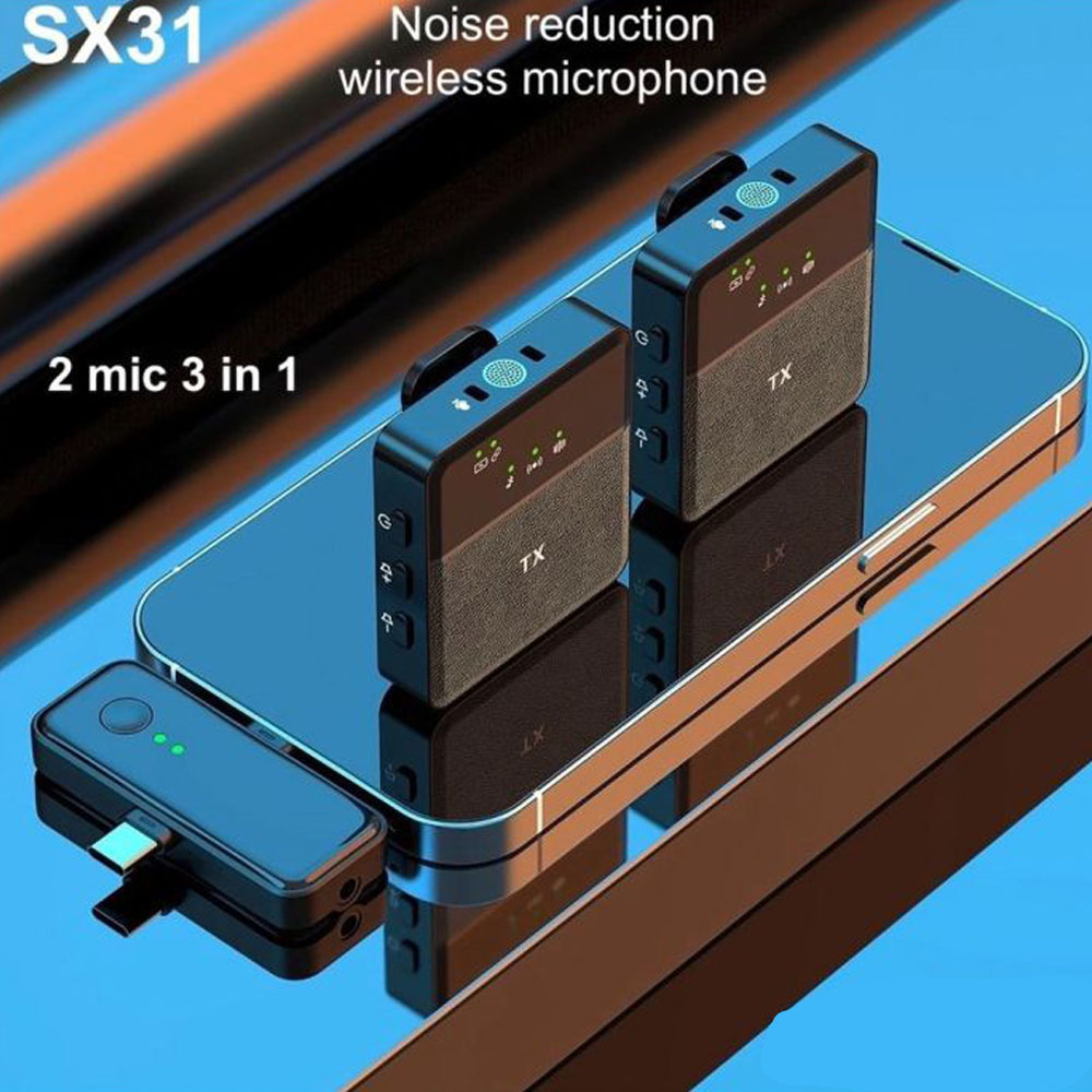 Micro Cài Áo Không Dây SX31 3in1, Kết Nối Bluetooth 5.0 - Loại Bỏ Tạp Âm, Mic Dành Cho Điện Thoại, Máy Ảnh, Máy Quay