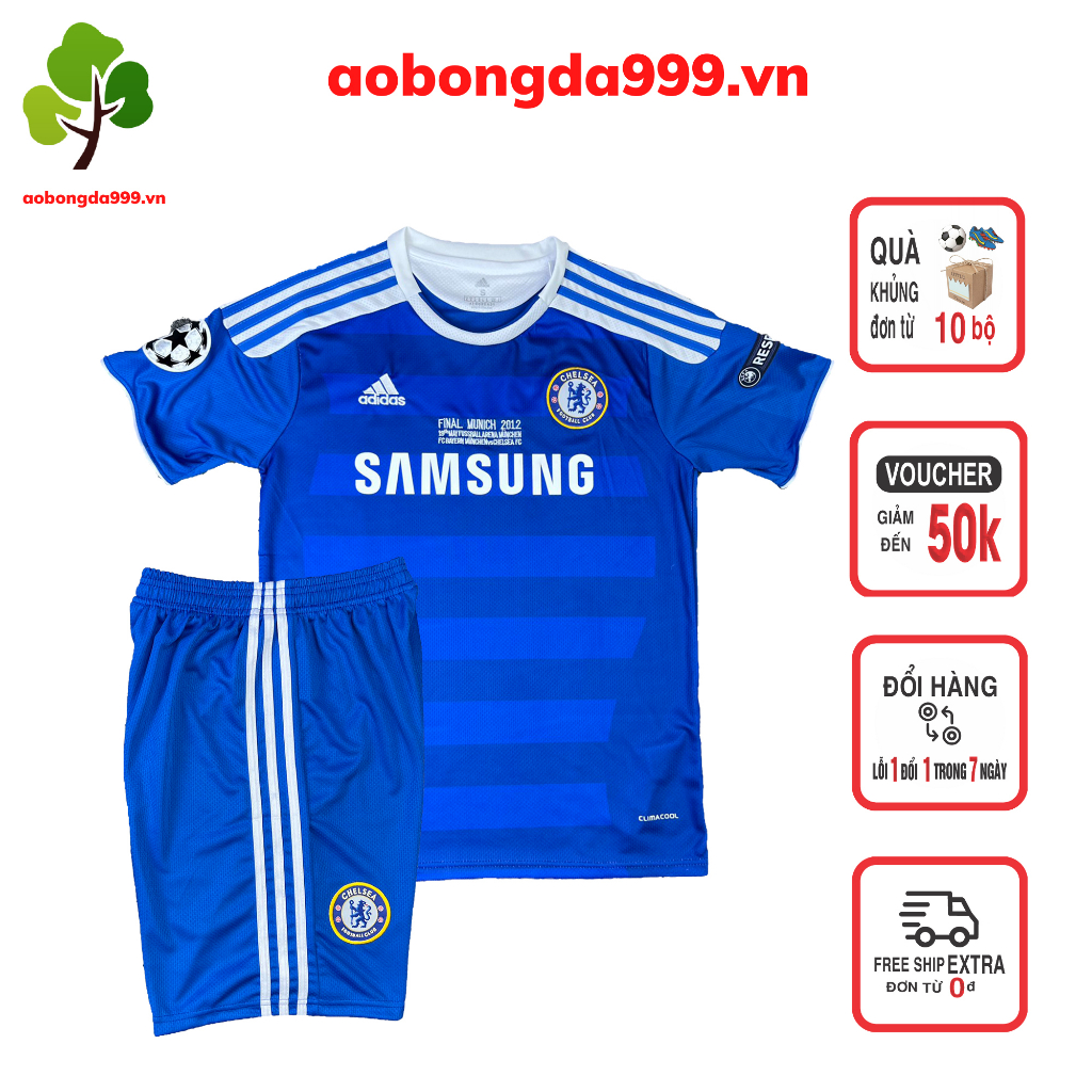 Quần áo đá bóng, set áo quần đá banh thể thao clb Chelsea 2012, vô địch cup C1 - aobongda999.vn