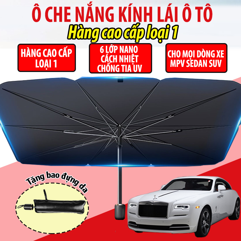 Ô che nắng ô tô dù che nắng kính lái xe hơi cao cấp phủ bạc titan cách nhiệt giảm nóng bảo vệ nội thất